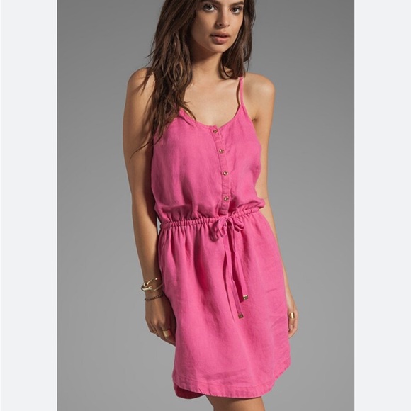 Juicy Couture Dresses & Skirts - Pink, Juicy Couture spaghetti strap dress 100% linen with pockets beach dress